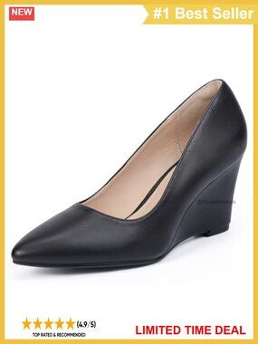 Women's Pointed Toe Closed Toe Low Wedge Pumps 3 Inch Comfort Heels